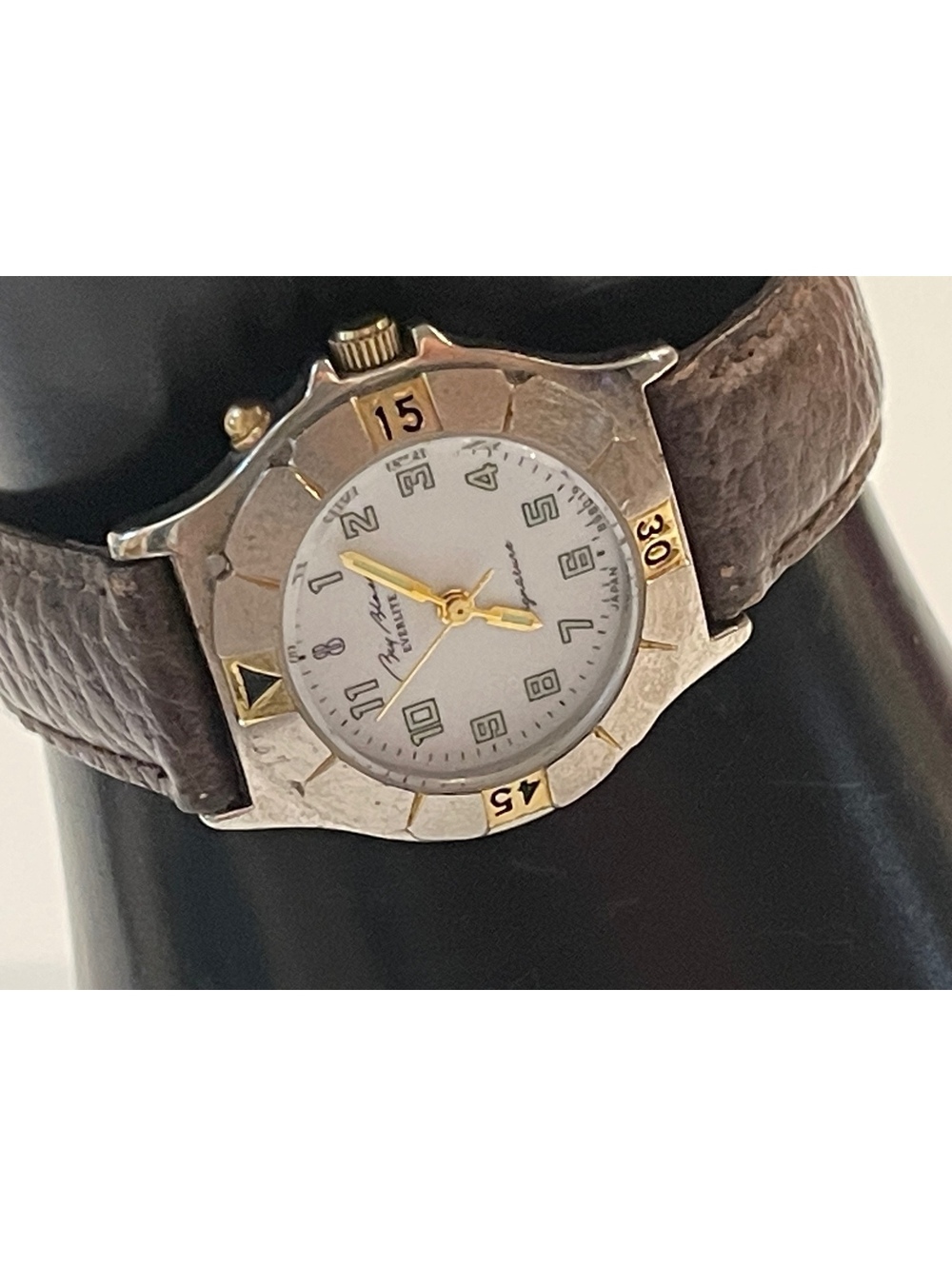 Bill Blass Everlite Signature Watch Two Tone w/ Leather Band